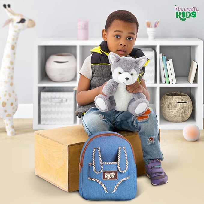 Wolf Backpack, Wolf Toys for Kids 3-5, Toddler Husky Stuffed Animal Gifts for 2 3 4 5 Year Old Girl Boy
