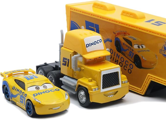 Portable Mini Toy Car and Truck Set 1:55 Diecast Model Metal Body Racers for Preschool Kids Ages 3+ Years (51Yellow)