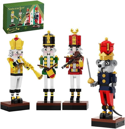 Christmas Nutcracker Building Kit - Xmas King and Soldier Set, a 4-in-1 for Teenagers as Puzzle Toys, Compatible with Lego for Desktop Ornament Model (697 Pcs)
