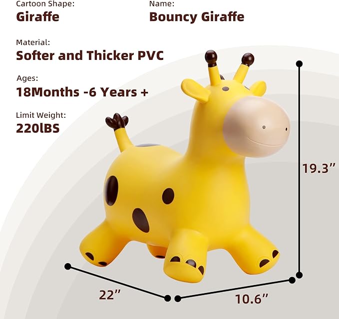 EVERICH TOY Giraffe Bouncy Horse Hopper for Toddlers, Bouncy Animals Jumping Horse, Inflatable Ride on Bouncer Hopping Toys Gifts for Boys Girls 18 Months 2 3 4 5 6 Years Old