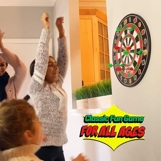 Stomp Rocket Magne Darts Indoor Outdoor Magnetic Kids Dartboard Game with 6 Multicolored Darts with Magnets
