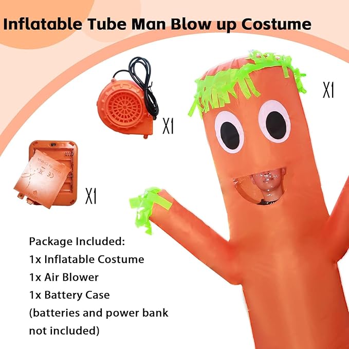 Inflatable Tube Man Costume,Inflatable Costumes for Adult,Wacky Wavy Arm Guy Funny Halloween Costume for Adults