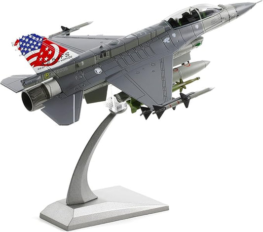 1/72 Scale F-16D Fighting Falcon Airplane Pre-Build Model Kits Finished Diecast Aircraft Metal Fighter Jet Model Display Collection or Gift (F-16D Singapore)