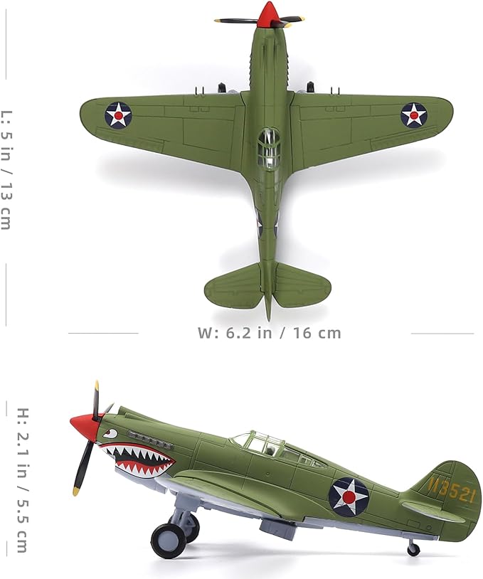 1/72 Scale P-40B Tomahawk Fighter Jet AVG Fighter Model Die-Cast Metal Construction Military Display Collectible and Gift Idea for Aircraft Model Lovers.