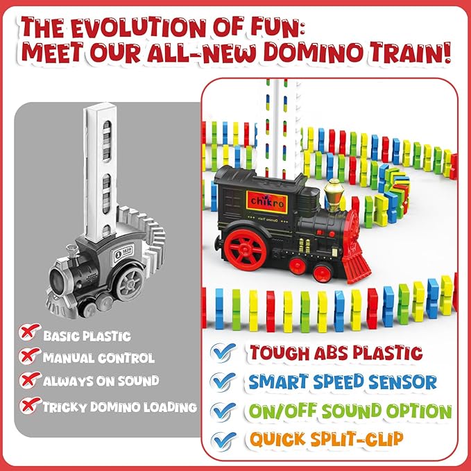 Domino Train Toys Games for Kids - Automated Dominoes-Placing Model Train with 120PCS Blocks Learning Patience & Logic Through Play for Toddlers Age 3-4 Montessori Toys for 3-4 Year Old boy