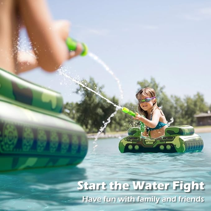 Inflatable Tank Pool Floats Kids - Jasonwell Toddler Pool Floaties Swimming Pool Tank with Water Cannon Gun Swim Floaty Rafts Lake Beach Party Pool Toys for Boys Girls Toddlers Kids