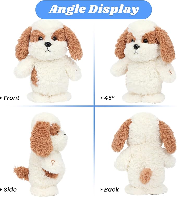Hopearl Talking Cockapoo Singing Puppy Repeats What You Say Dog Walking Electric Interactive Animated Toy Speaking Plush Buddy Gift for Toddlers, 9''