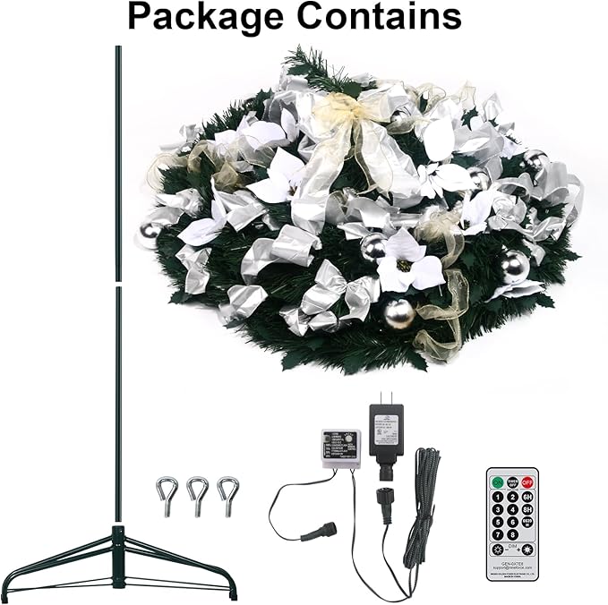 Pop Up Christmas Tree with Lights and Decorations & Remote, 6FT Prelit Pull Up Artificial Xmas Trees Decorated Christmas Tree with Red Gold Christmas Ball Ornaments Bows Ribbons Holiday Party Decor