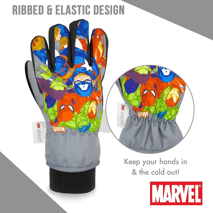 Spiderman Snow Gloves for Kids, Spider Man Toddler Gloves, 3M Thinsulate Waterproof Mittens, Kids Winter gloves