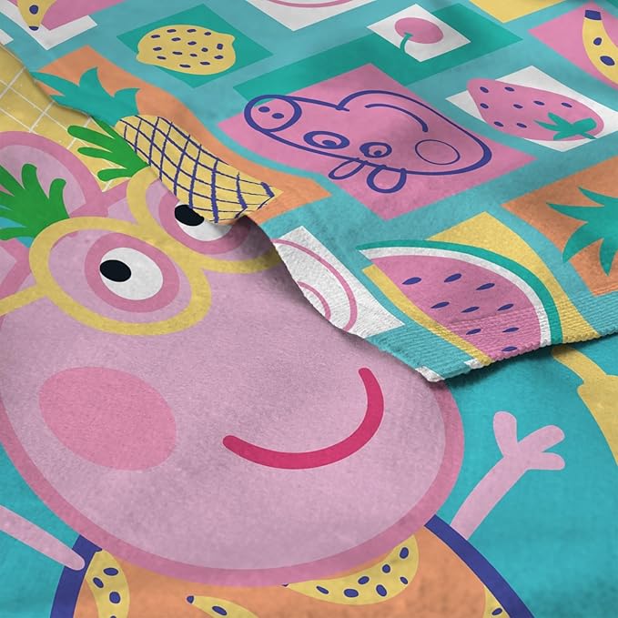 NORTHWEST Peppa Pig Beach Towel Set, 2-Pack Oversized - Soft, Fast-Drying, Sand-Free Pool Towels with Fruit Salad & One in a Melon Designs 30" x 60"