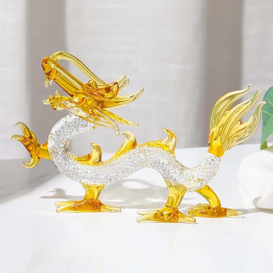 Movdyka Crystal Chinese Dragon Figurine Decor Collectibles Art Glass Animals Statue Feng Shui Decoration for Home Office