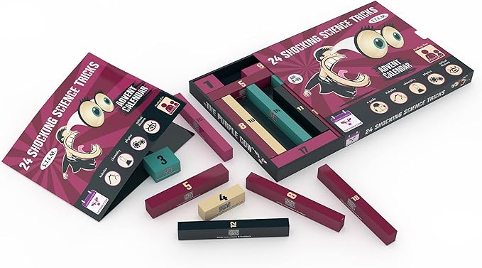 NEW 2025 Advent Calendar SHOCKING SCIENCE by The Purple Cow. 24 Jaw-dropping Science Tricks for Kids aged 8 and above. The perfect S.T.E.M gift!