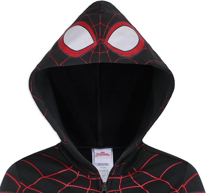 Marvel Spider-Man, Miles Morales, & Venom Boys Zip Up Hooded Sweatshirt and Pants Set for Toddlers and Big Kids – Black/Red