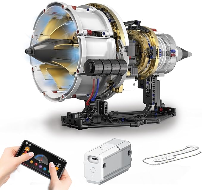 Jet Engine Model Kit That Runs, App Controlled Building Blocks Sets with Motor, Visible Aircraft Engine Building Kit for Adults & Kids 14+ Year Old (564 PCS)