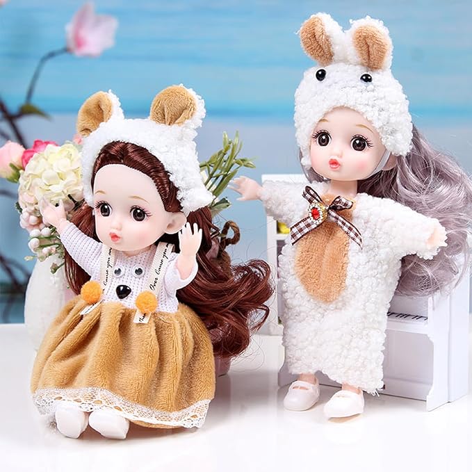 6 Pcs 6 Inch Princess Girl Mini Cute Dolls, Sister Small Princess, Miniature Little Girl for 3+ Year Old Girls