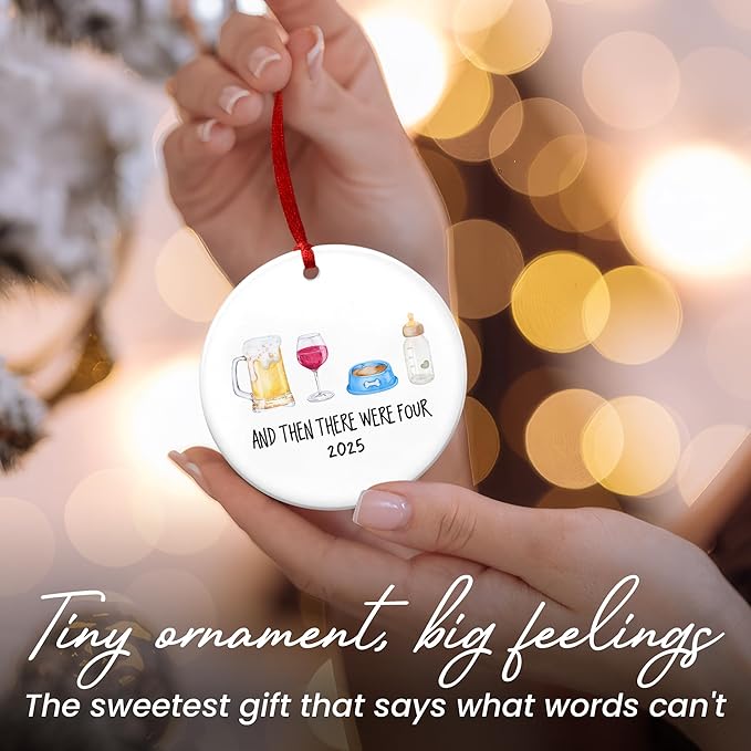 OASSIE Baby's First Christmas Decorations - Ceramic Christmas Ornaments 2025 - New Mom Gifts for Women, Baby Announcement Ornament, New Parents Gifts for Couples Dog Parents, Pregnancy Announcement