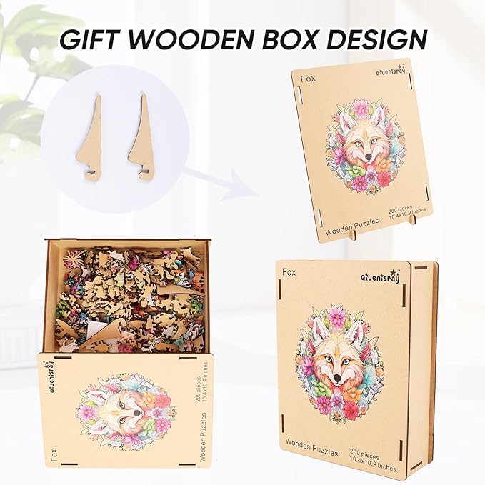 Wooden Puzzles for Adults,Fox Wooden Jigsaw Puzzles 500pcs,15.7x16.5in,Royal,Unique Shape Animal Adult Puzzles,Irregular Wood Puzzles Creative Gift for Adults and Kids Family Game