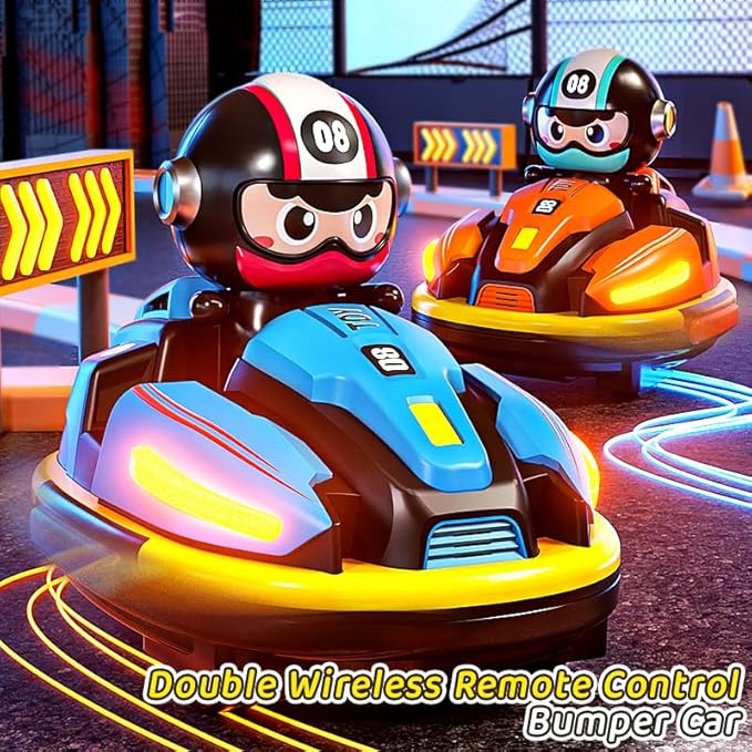 OBEST Bumper Cars Two-Player Racing Game, 2.4 GHz Remote Control Bumper Cars for Kids Two-Piece Suit, RC Battle Race Cars with Light & Music