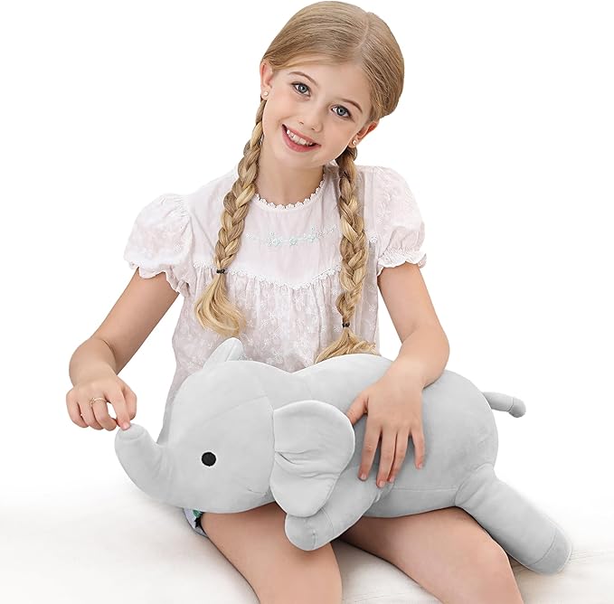 4.2lbs 24in Elephant Weighted Stuffed Animals, Weighted Plush, Gifts for Kids, Adults, Girls and Boys(Grey)
