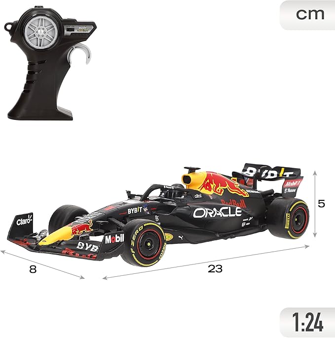 Maisto Tech R/C F1 Red Bull Racing RB18 (2023): 1:24 Scale Remote Control Car, Faithful Formula 1 Car, 2.4 GHz, Pistol Grip Control, 23 cm, Black (582356)