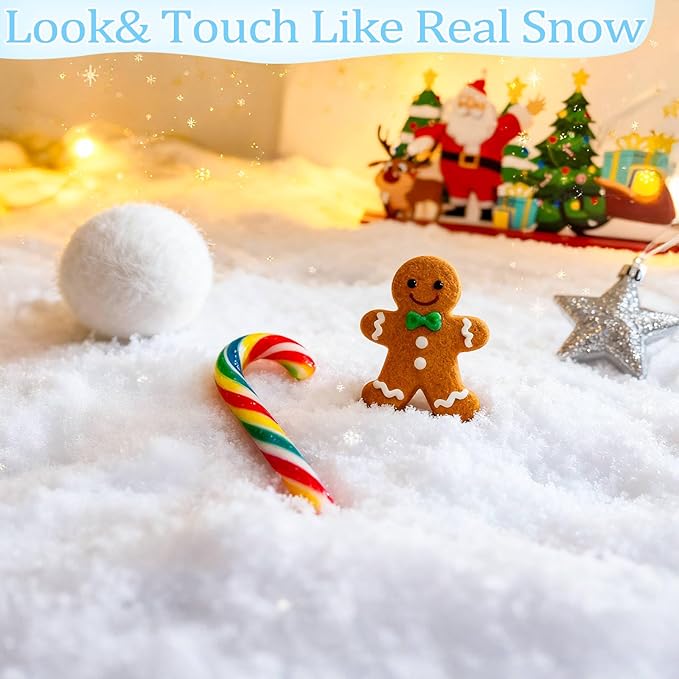 TURNMEON 35 Ounces Fake Artificial Snow Powder Christmas Tree Decorations, Sparkling Dry Plastic Faux Snowflakes for Christmas Decorations Home, Village Displays Holiday Winter Crafts