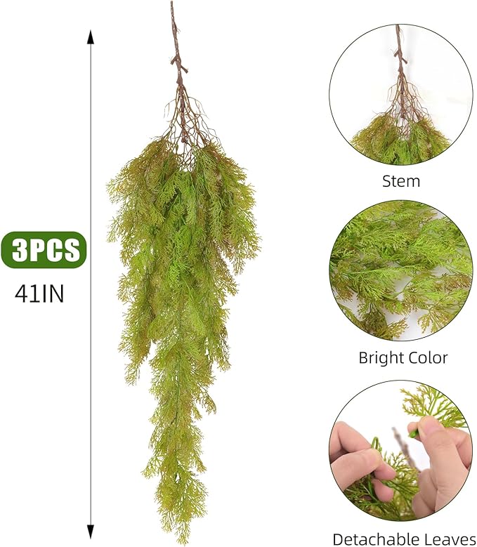 RECUTMS Christmas Artificial Plants Ferns Fake Vines Hanging Ivy Decor Plastic Greenery for Wall Indoor Outdoor Baskets Wedding Garland Pack of 3 (Autumn)