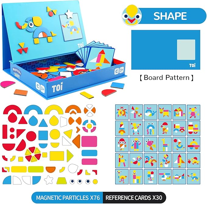 Toi Kids Magnet Toys Magnetic Jigsaw Puzzle Boxes with Game Board for Kids Ages 3-8, Preschool Tabletop Toy for Toddlers, Portable Travel Game, Shape