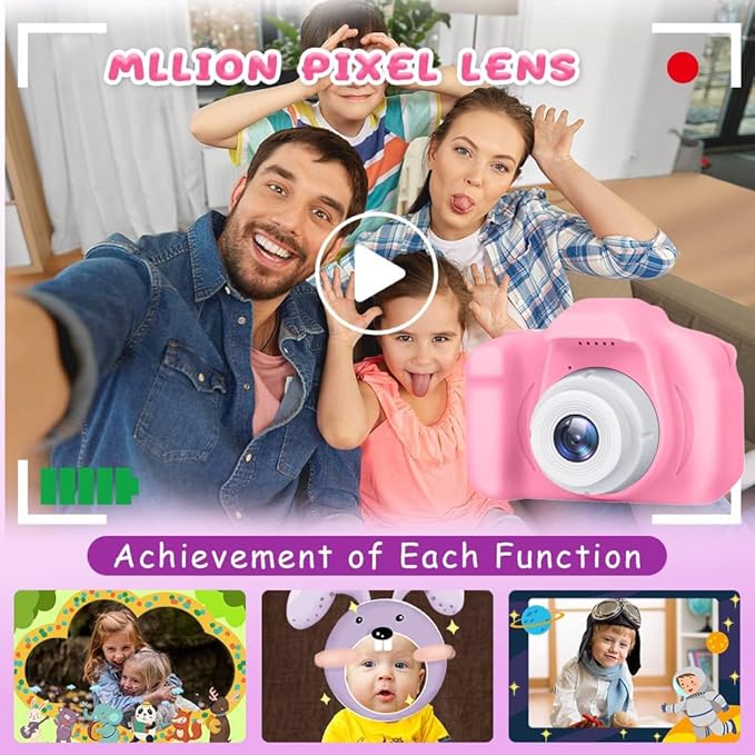 Kids Camera Gifts for 3 4 5 6 7 8 Year Old Girls Toys for Ages 5-7 Toddler Camera for Kids Christmas Birthday Gifts Girls Boys with 32GB SD Card（Pink）