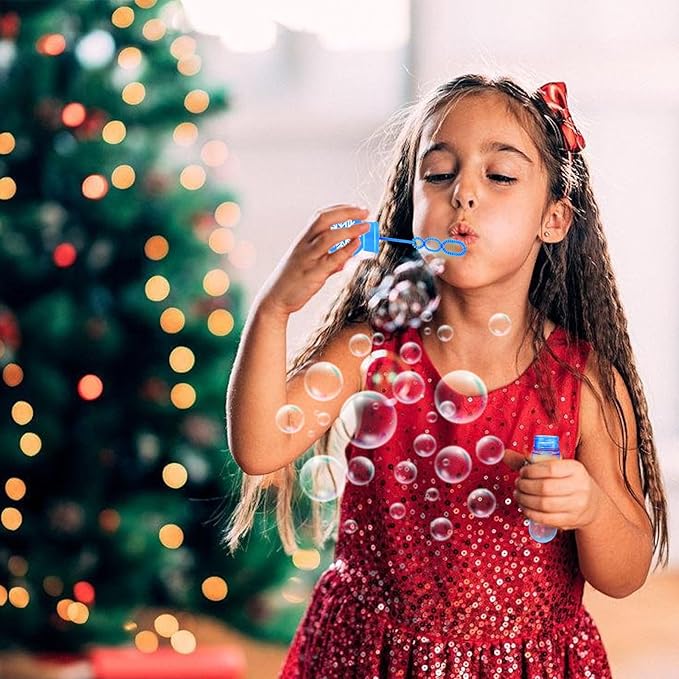 24 Pack Snowflake Bubble Wands for Kids - Large Cartoon Winter Bubbles Bulk with Refill Solution Toys for Christmas Stocking Goodie Bag Stuffers, Carnival, Boys Girls Birthday Gifts Party Favors