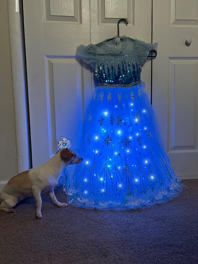 Girls LED Light Up Princess Dress Kids LED Halloween Costume Play Dress