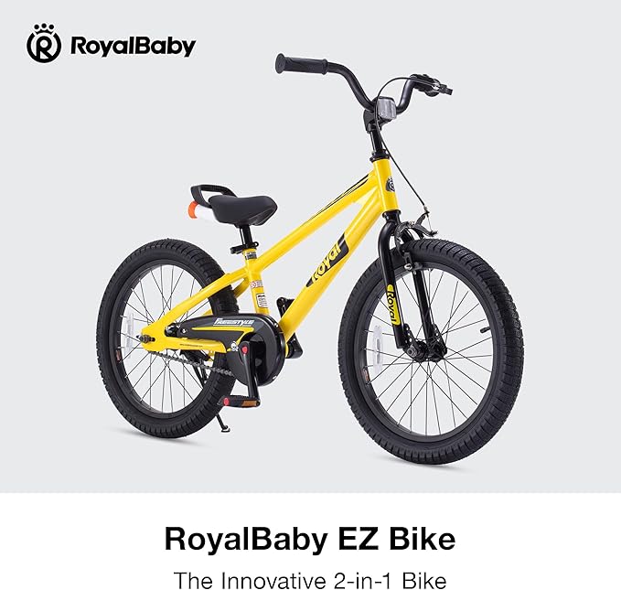 RoyalBaby Kids Bike Freestyle Classic & EZ Balance Pedal Switchable Bicycle, 12 14 16 18 Inch, 3-10 Years Toddler to Big Kids