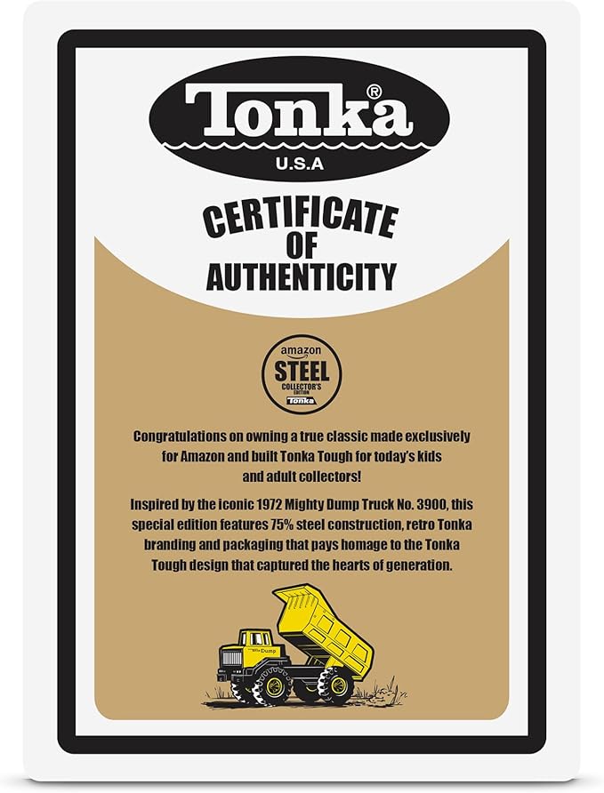 Tonka Retro Mighty Dump Truck - Collector's Edition - Made with 2X More Steel, Kids Construction Toy, Metal Truck, Toy Truck for Boys and Girls, Kids, Toddlers, Ages 3+