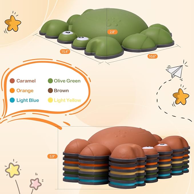 TOPNEW Toddler Stepping Stones for Kids, 6pcs Non-Slip Balance Stepping Stones for Promoting Children's Coordination Skills, Indoor & Outdoor Sensory Toys Obstacle Course for Kids Age 3 4 5 6 7+