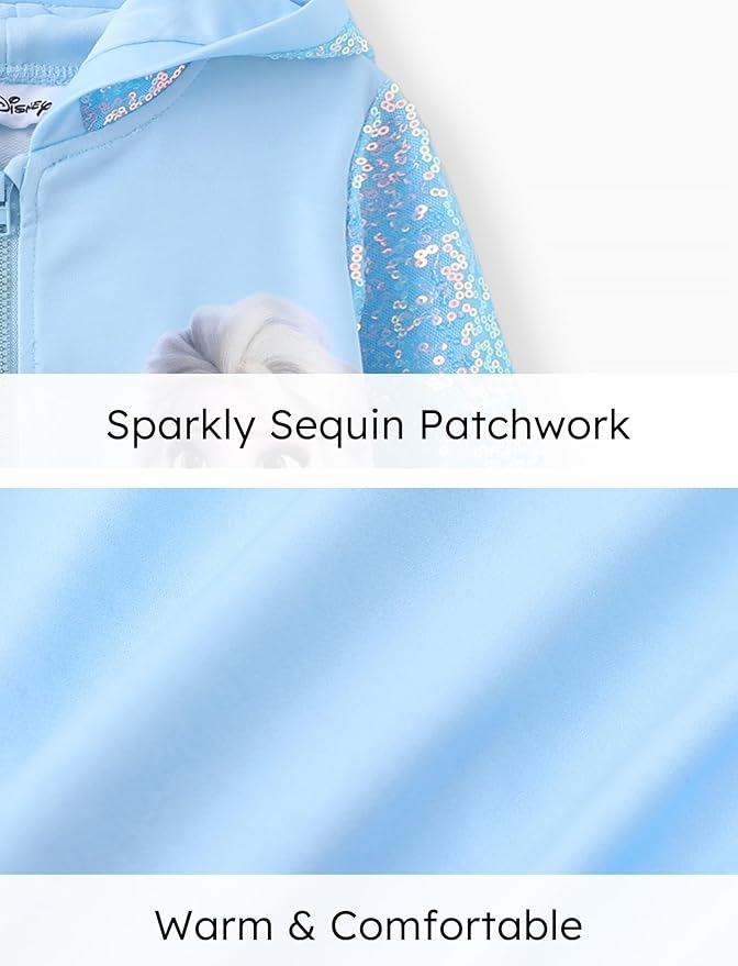 Disney Frozen Elsa Stitch Minnie Mouse Toddler Girl Jacket Sequin Zipper Hoodie Sweatshirt Coat Birthday Clothes 3-13 Years