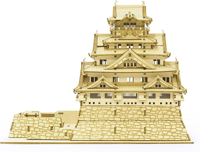 Osaka Castle Wooden Architecture 3D Puzzle - Fun DIY Wood Craft Kits - Ideal Gift for Birthdays and Party Favors