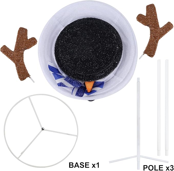 Juegoal Lighted Christmas Decorations, 3.5FT Outdoor 3D Collapsible White Snowman with Built-in LED Lights, Pre-Lit Pop Up Xmas Snowman, Light Up for Holiday New Year Winter Garden Decor