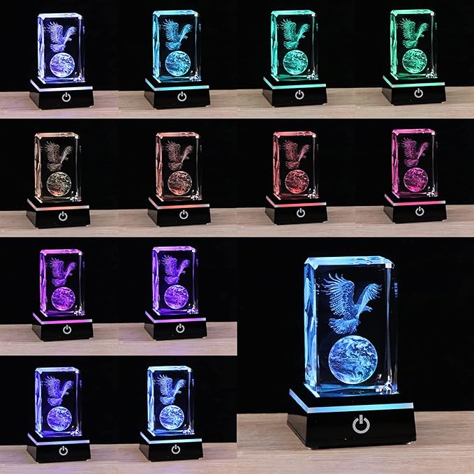 3D Crystals Eagle Gifts Decor Glass Figurine Eagle Stuff for Room Birthday for Best Friend Lovers Keepsake Paperweight