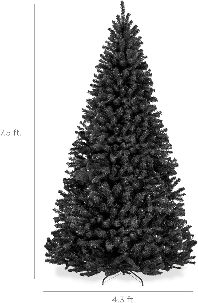 Best Choice Products Artificial Christmas Tree, 7.5ft Premium Unlit Realistic Spruce Holiday Décor w/Dense Branches, Metal Base – Black Spruce