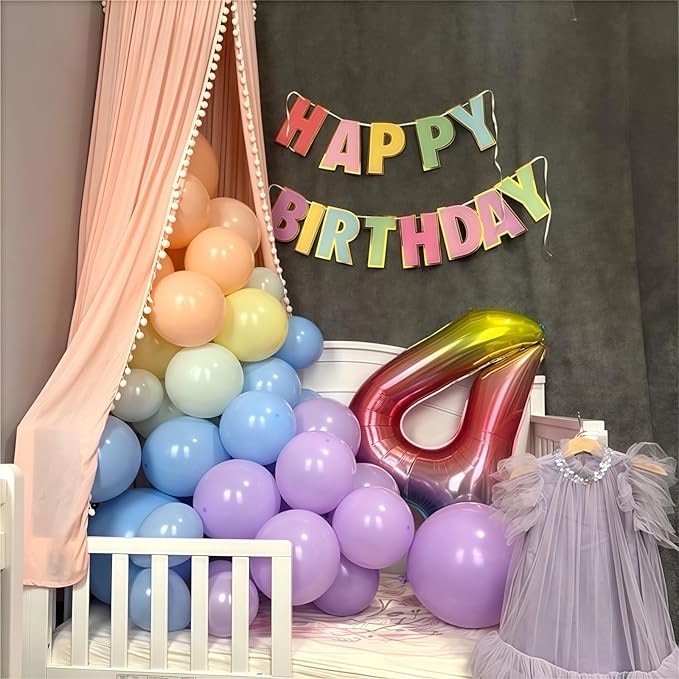 Pastel Rainbow Balloons, 60Pcs Colorful Macaron Pink Orange Yellow Green Blue Purple Balloons Birthday Decor, 12 Inch Multicolor Assorted Colors Latex Balloon for Wedding Baby Shower Party Decorations