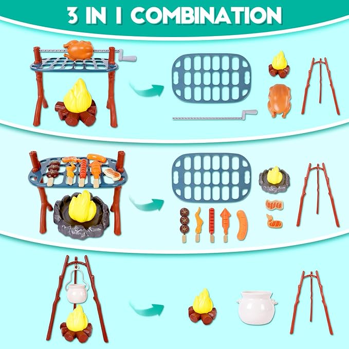 Camping Set Toys with Pop up Play Tent Indoor Outdoor Pretend Camping Playset for Toddlers Kids Boys Girls 3-5 Years Old