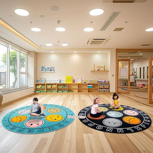 ABC Alphabet Rug for Kids, Classroom Playmat 6ft Non-Slip Circle Rugs for playroom, Round Area Rug for Elementary Classroom, Play Carpet for Boys Girls Bedrooms Playroom,Nursery Rugs