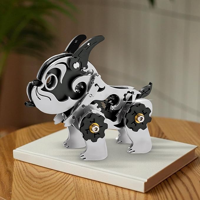 3D Metal Puzzles for Adults, Metal Model Kits for Adults, Mechanical BullDag Steel 3D Puzzle Stainless Steel Ornaments for Men Women Art Craft Gifts Toys(Black).