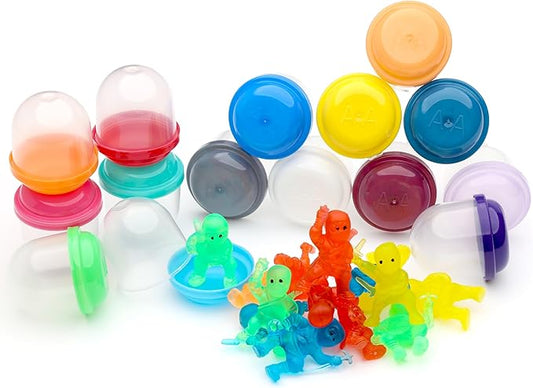 Vending Machine Capsules with Toys - 250 Pcs of 1.1 Inch Tiny Frosty Clear-Colored Acorn Capsules and Mini Ninja Warriors Figurines for Kids - Plastic Capsules for Toys Bulk - Easter Basket Stuffers