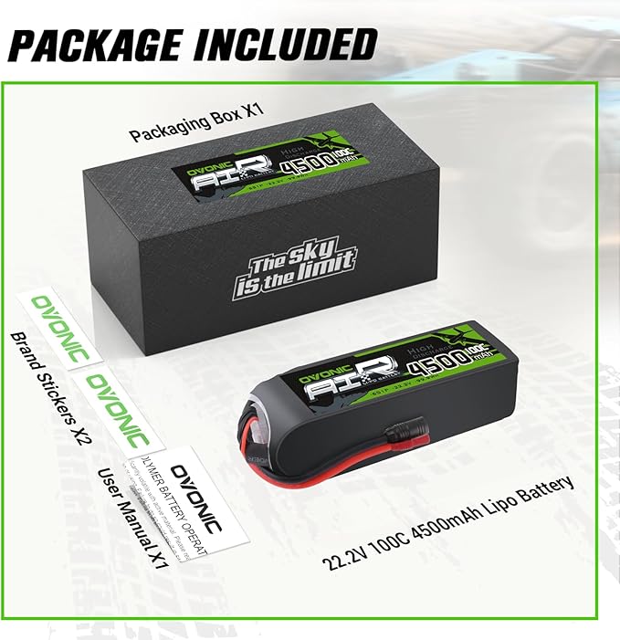 OVONIC 22.2V 100C 4500mAh 6S Lipo Battery with AS150-XT90 Plug for RC Car Boat Truck Helicopter Airplane Racing Models [Notice: XT90 Plug Conversion Cable to Be Purchased Separately]