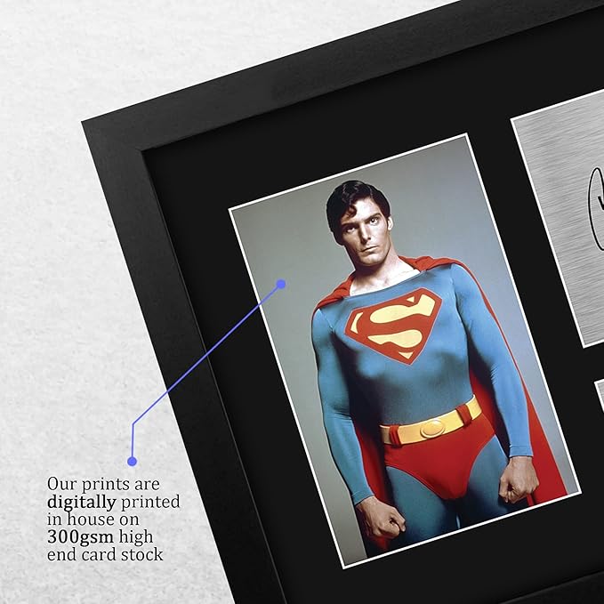 HWC Trading Christopher Reeve Superman Gifts USL Framed Printed Signed Autograph Picture for Movie Memorabilia Fans - US Letter Size