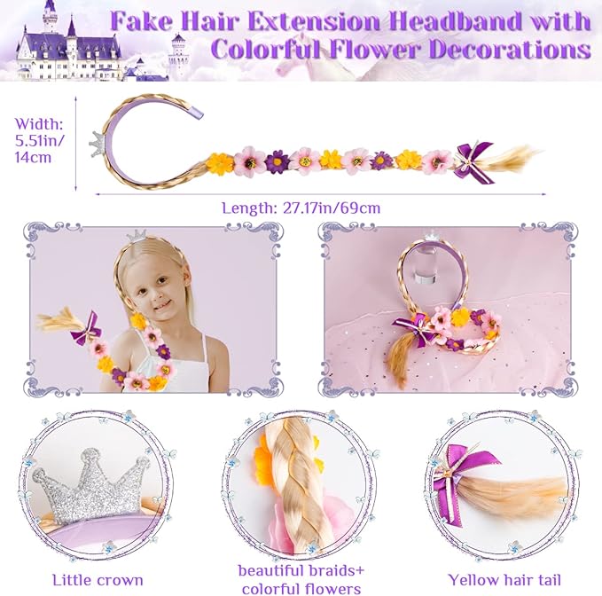 Meland Princess Dress Up - Princess Dresses for Girls with Princess Toys, Dress Up Clothes for Little Girls Pretend Play