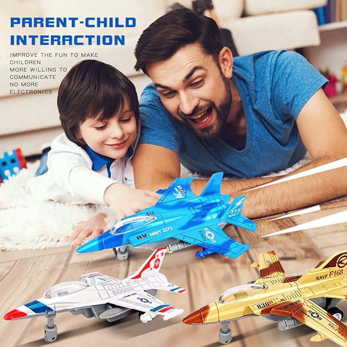OTONOPI Fighter Jet Toy Model Airplane Playset Aircraft Plane Military Air Force Set Diecast Pull Back Toy Planes F-15 F-16 F-18 Model Birthday Gift for Boys Toddler Kid Girl Age 3+ Party Favor 8 Pack