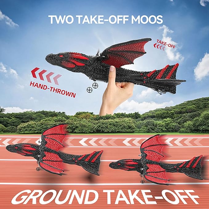 DEERC RC Dragon Plane for Kids Adult Remote Control Airplane Toy, 2CH 6-axis Easy to Fly Foam Aircraft for Boys Beginner 8-12, Glider Stabilizer RTF Stunt Jet