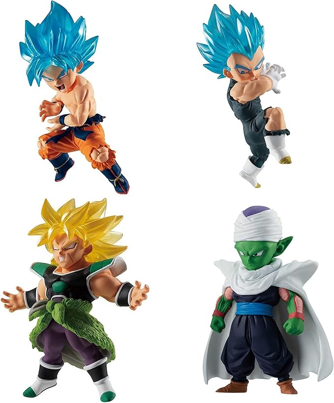 Bandai Namco - Dragon Ball Super - Super Saiyan Blue Goku, Super Saiyan Blue Vegeta, Super Saiyan Broly, and Piccolo, Dragon Ball Adverge 2" Figure (Box Set 3)