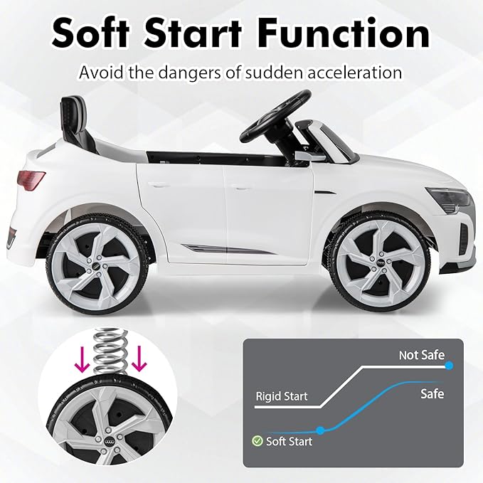 Licensed Audi SQ8 Ride on Car by INFANS, Battery Powered Electric Vehicle for with Remote Control, Adjustable Music, LED Lights, Suspension, Driving Toy Gift for Kids Toddler Age 3+ (White)